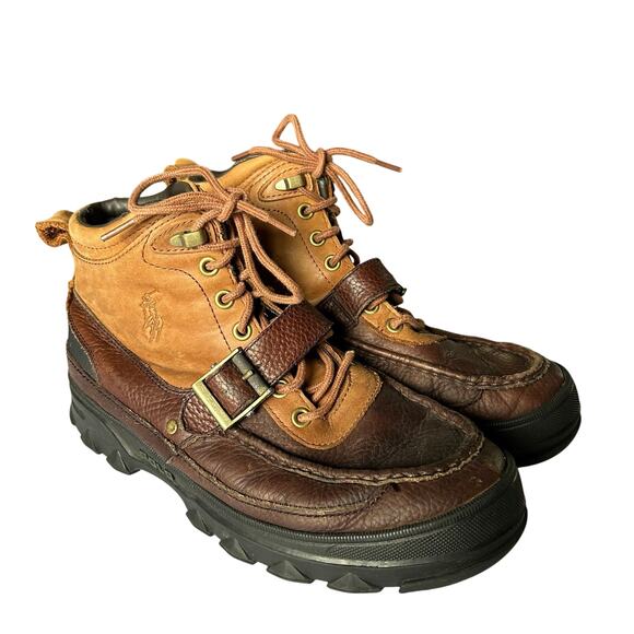 Polo Ralph Lauren Mens Size 11D Heworth Brown Leather Upper Boots Preppy - Picture 1 of 7